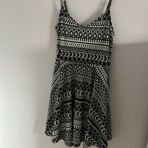 White and black spaghetti strap short dress